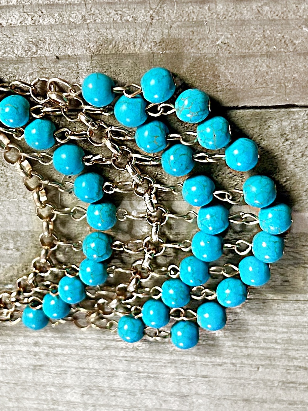 Beautiful Tiered Chandelier Faux Turquoise Necklace - Picture 9 of 10